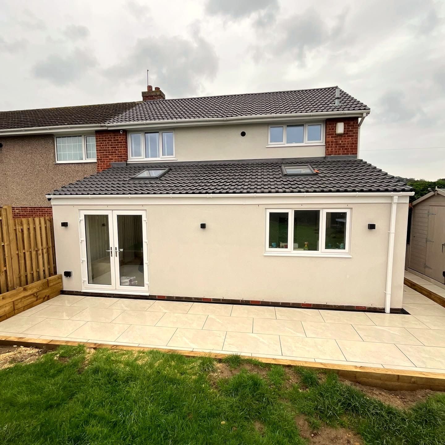 Landscaped garden with new patio, complete